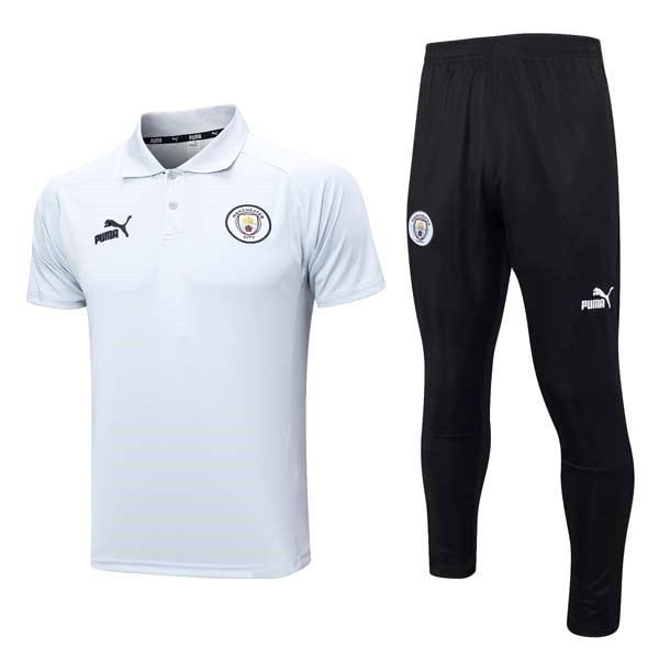 Polo Manchester City Conjunto Completo 2023/24 Blanco Negro